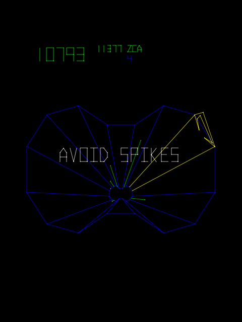 Tempest Arcade Screenshot: Avoid spikes when warping to the next level...