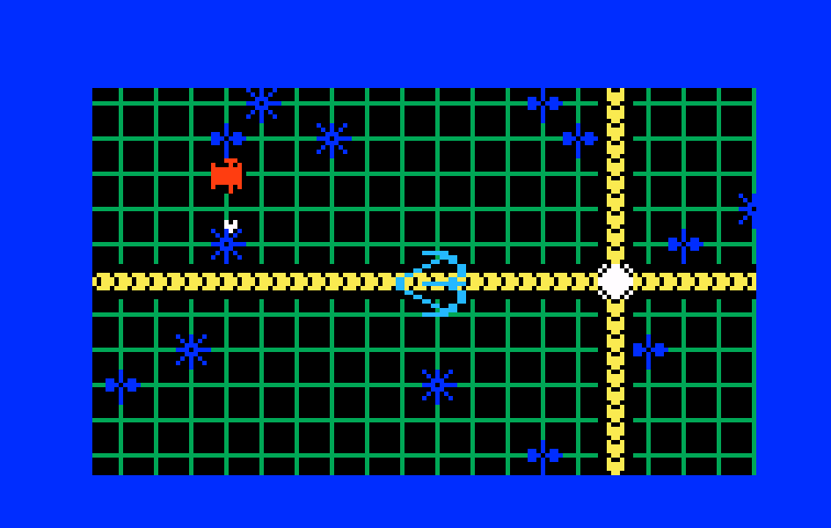 TRON: Solar Sailer Intellivision Screenshot: Game demo; first phase, the solar sailer.