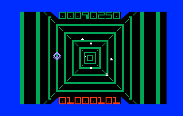 TRON: Solar Sailer Intellivision Screenshot: Game demo; second phase, the MCP center.