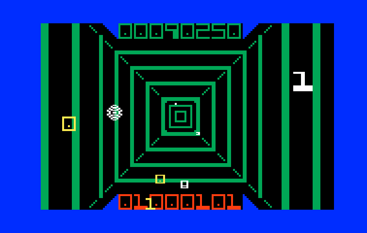 TRON: Solar Sailer Intellivision Screenshot: Game demo; second phase, the MCP center.
