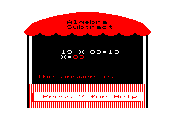 Math Tutor TRS-80 Color Computer Screenshot: You can get some help if you don't know the answer...
