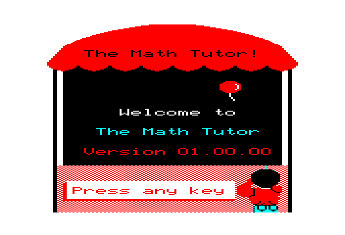 Math Tutor TRS-80 Color Computer Screenshot: Title screen.