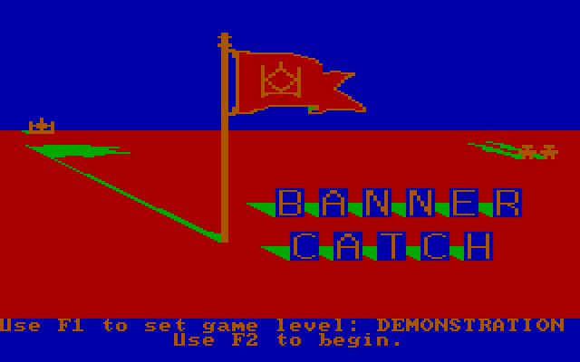 Bannercatch IBM PC/Compatibles Screenshot: Second title screen and select difficulty level.