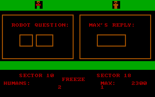 Bannercatch IBM PC/Compatibles Screenshot: Attempting to trix Max into giving away a clue.