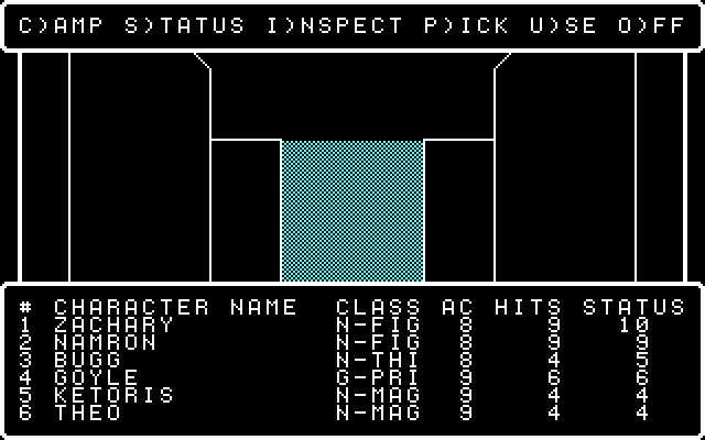 Wizardry V: Heart of the Maelstrom IBM PC/Compatibles Screenshot: The rooms ahead are dark and I can't see in them...