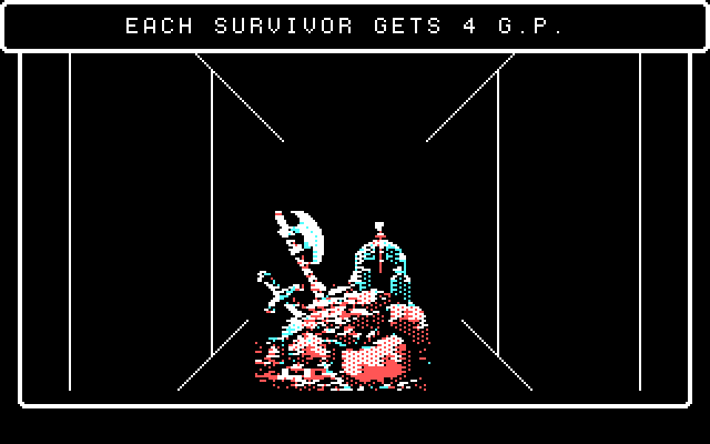 Wizardry V: Heart of the Maelstrom IBM PC/Compatibles Screenshot: Each survivor gets some gold for a battle victory.