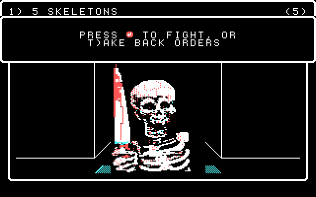 Wizardry V: Heart of the Maelstrom IBM PC/Compatibles Screenshot: Prepared to fight some skeletons?
