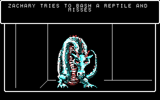 Wizardry V: Heart of the Maelstrom IBM PC/Compatibles Screenshot: Attacked, and missed!