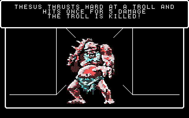 Wizardry V: Heart of the Maelstrom IBM PC/Compatibles Screenshot: The troll is killed!