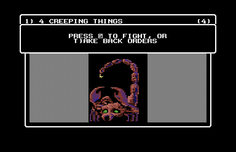 Wizardry V: Heart of the Maelstrom Commodore 64 Screenshot: Prepare to fight!