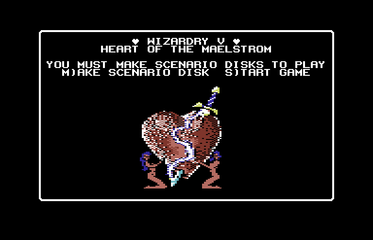 Wizardry V: Heart of the Maelstrom Commodore 64 Screenshot: You'll need to make a scenario disk before you can begin...