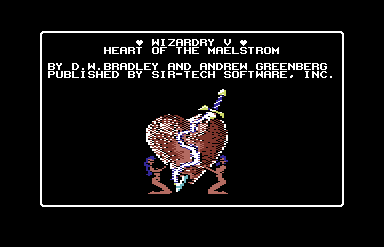 Wizardry V: Heart of the Maelstrom Commodore 64 Screenshot: Title screen.