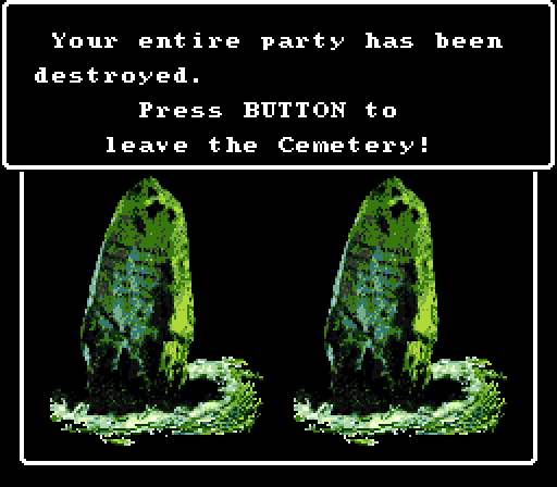 Wizardry V: Heart of the Maelstrom Super NES Screenshot: Game over.