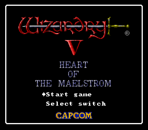 Wizardry V: Heart of the Maelstrom Super NES Screenshot: Main menu.