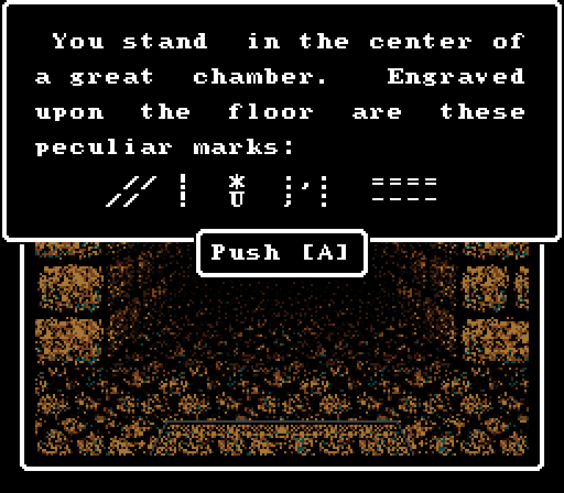 Wizardry V: Heart of the Maelstrom Super NES Screenshot: Standing in a great chamber.