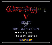 Wizardry V: Heart of the Maelstrom for Super NES - Main menu.