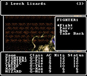 Wizardry V: Heart of the Maelstrom for Super NES - Select an action for each member of your party.