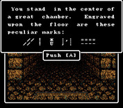 Wizardry V: Heart of the Maelstrom for Super NES - Standing in a great chamber.