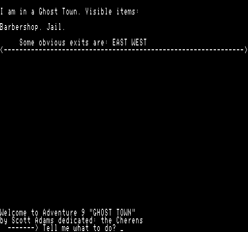 Ghost Town Exidy Sorcerer Screenshot: The game begins here.