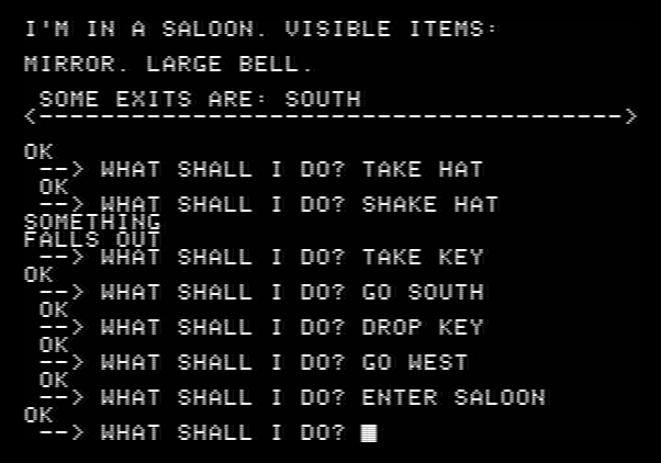 Ghost Town Apple II Screenshot: Exploring and taking some items...