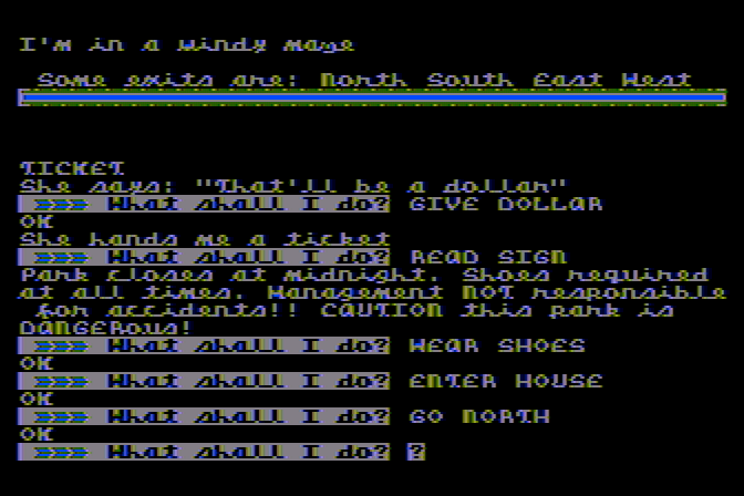 Mystery Fun House Atari 8-bit Screenshot: This fun house is dangerous, be careful!