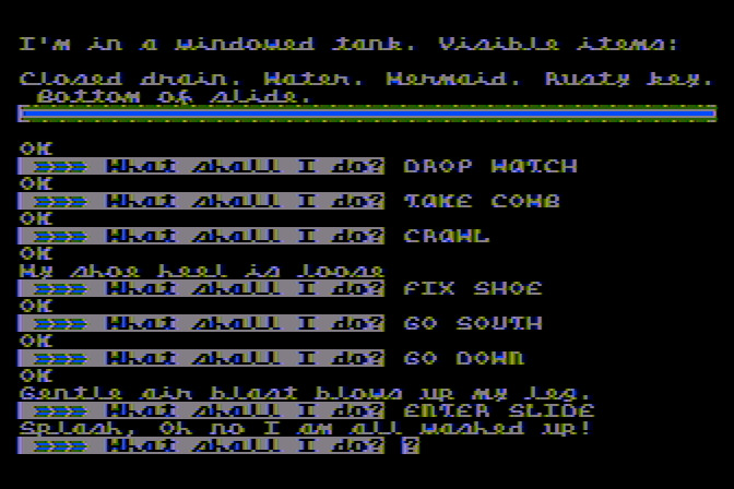Mystery Fun House Atari 8-bit Screenshot: There's a mermaid here!