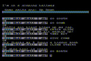 Mystery Fun House for Atari 8-bit - In a sloping hallway...which way should I go from here?