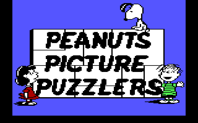 Peanuts Picture Puzzlers IBM PC/Compatibles Screenshot: Title screen.