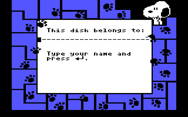 Peanuts Picture Puzzlers IBM PC/Compatibles Screenshot: Personalize your disk.