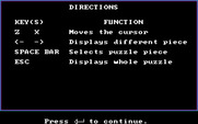 Peanuts Picture Puzzlers for IBM PC/Compatibles - Game instructions.