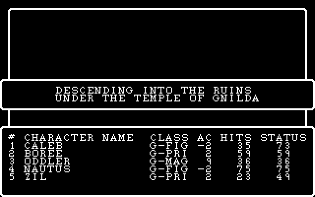 Wizardry: Knight of Diamonds - The Second Scenario IBM PC/Compatibles Screenshot: Entering the maze...