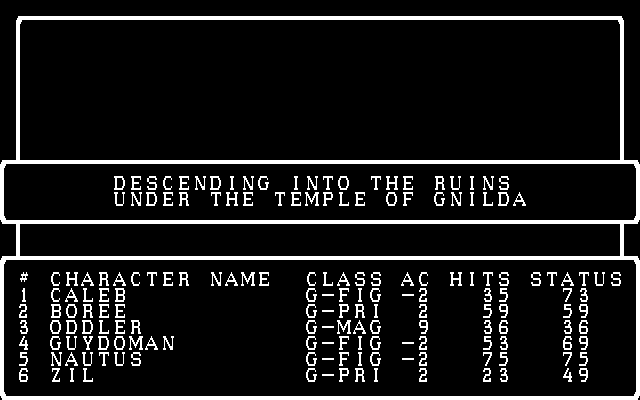 Wizardry: Knight of Diamonds - The Second Scenario IBM PC/Compatibles Screenshot: Descending into the dungeon...