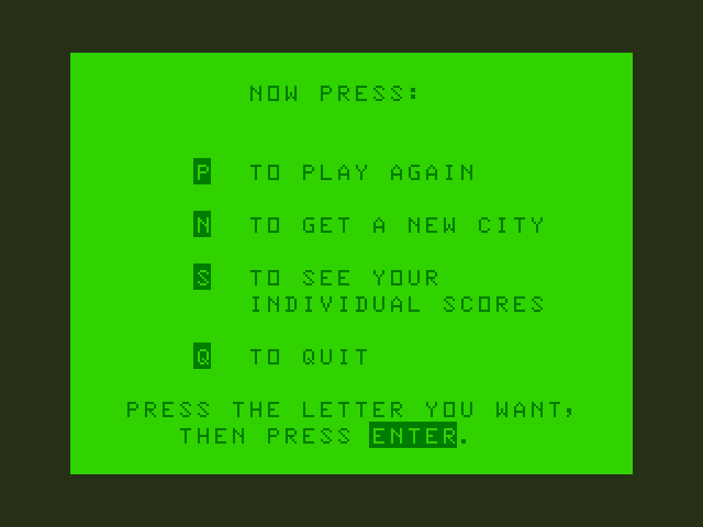 Taxi TRS-80 Color Computer Screenshot: Play again?