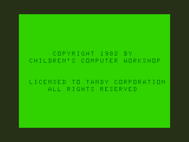 Taxi TRS-80 Color Computer Screenshot: Copyright screen.