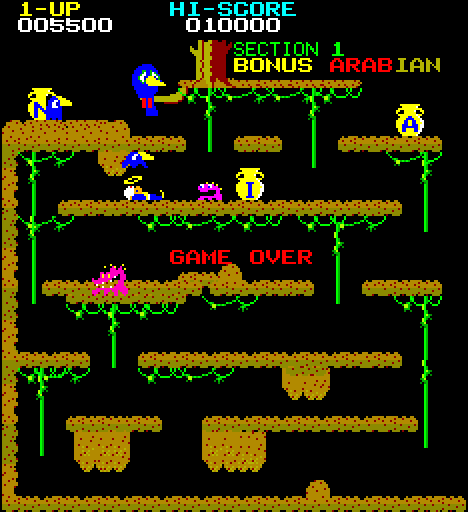 Arabian Arcade Screenshot: Game over.