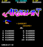 Arabian for Arcade - High scores.