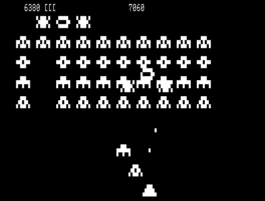 Galaxy Invasion TRS-80 Screenshot: Level 2 start.