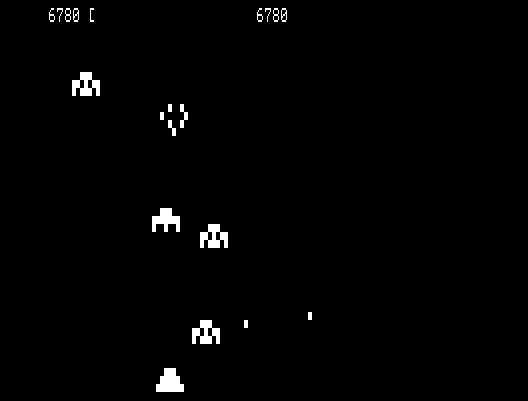 Galaxy Invasion TRS-80 Screenshot: Level almost complete...