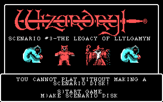Wizardry: Legacy of Llylgamyn - The Third Scenario IBM PC/Compatibles Screenshot: Title screen.