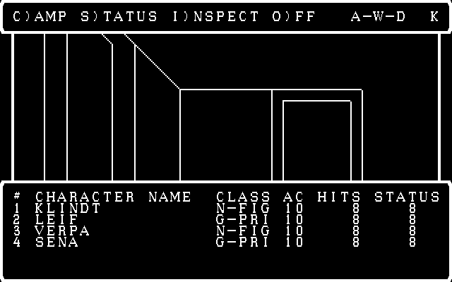 Wizardry: Legacy of Llylgamyn - The Third Scenario IBM PC/Compatibles Screenshot: Exploring the maze...
