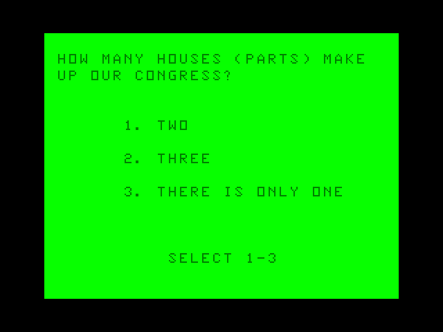 Goofy Covers Government TRS-80 Color Computer Screenshot: Another question; what's the correct answer?