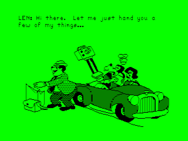 Goofy Covers Government TRS-80 Color Computer Screenshot: First, a photographer joins us...