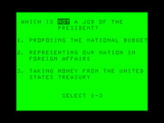 Goofy Covers Government for TRS-80 Color Computer - What does the president not do?
