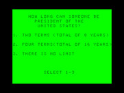 Goofy Covers Government for TRS-80 Color Computer - Another question; how long can someone be president?