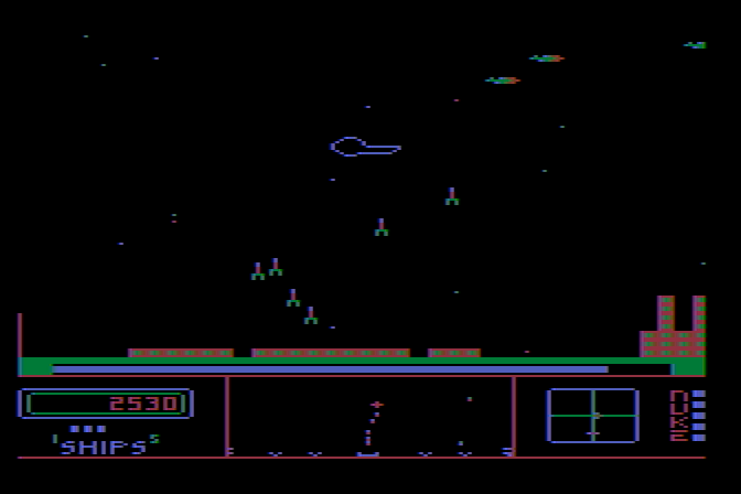 Repton Atari 8-bit Screenshot: Watch out for missiles!