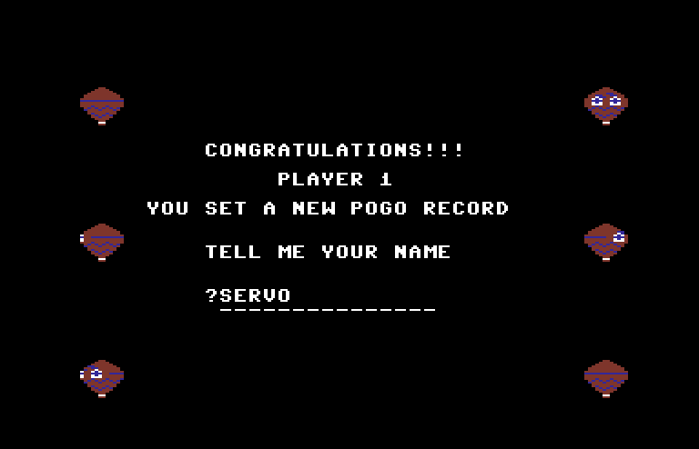 Pogo Joe Commodore 64 Screenshot: A new high score!