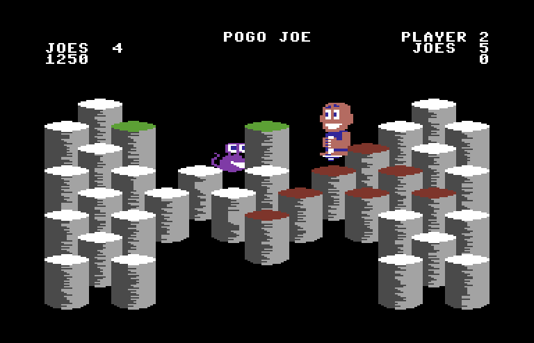 Pogo Joe Commodore 64 Screenshot: Each level has a different layout...