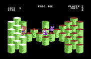 Pogo Joe for Commodore 64 - Change all of the cylinder colors to red by jumping on them...