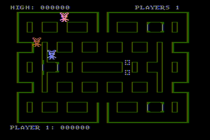 Mouskattack Atari 8-bit Screenshot: Starting screen.