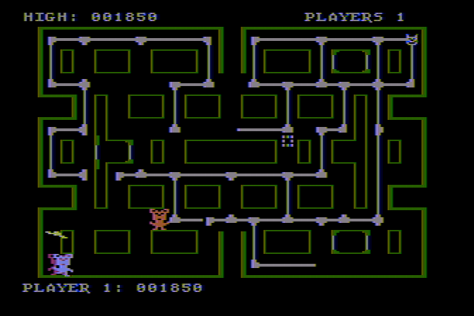 Mouskattack Atari 8-bit Screenshot: I was caught!